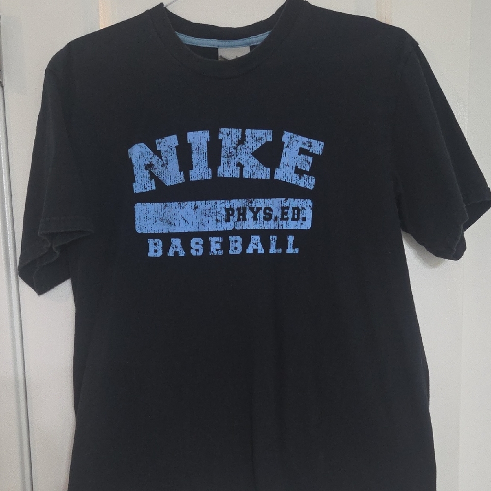 Nike Black Tee with Blue Phys. Ed Design